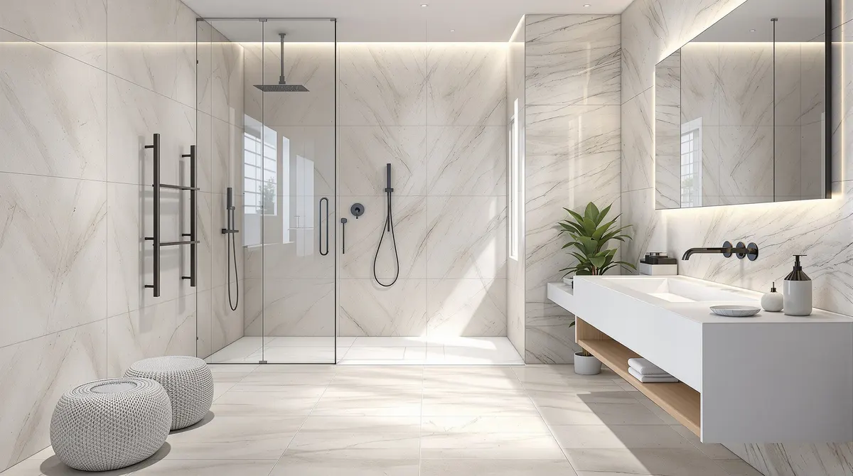 PVC vloer badkamer kosten - moderne badkamer met waterdichte PVC vloer