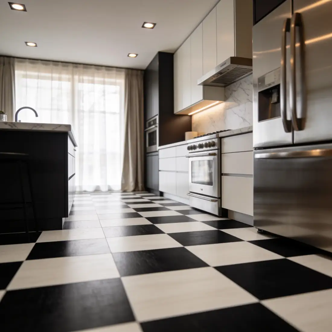 Checkerboard vloer in Keuken
