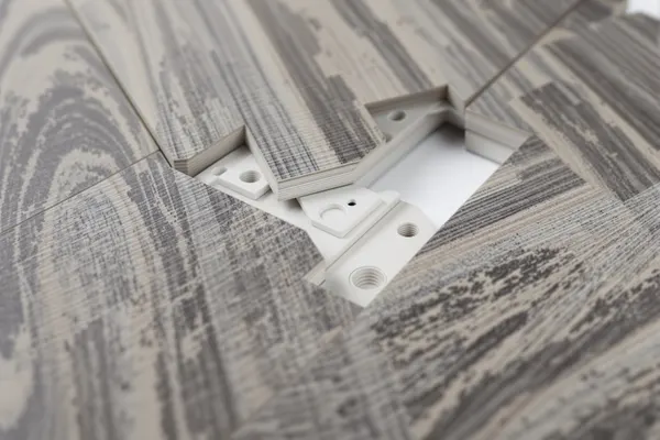 Klik-PVC vloer planken met kliksysteem detail close-up