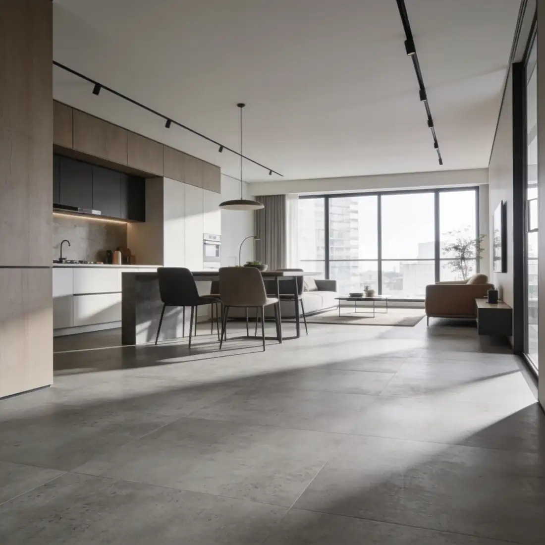 Betonlook PVC in Kop van Zuid - PVC vloer project in Rotterdam