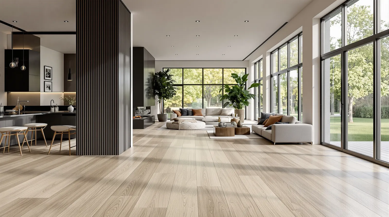 PVC vloer specialist Tilburg - Moderne woningen en renovaties PVC vloer laten leggen Tilburg - Professionele installatie in modern huis met comfortabele inrichting, grote ramen en natuurlijk licht